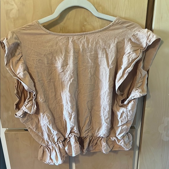 Women's Tan Ruffle Top - Picture 2 of 2